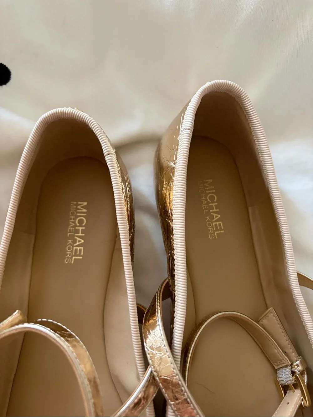 Michael Kors Girls' Metallic Gold Mary Jane Ballet Flats